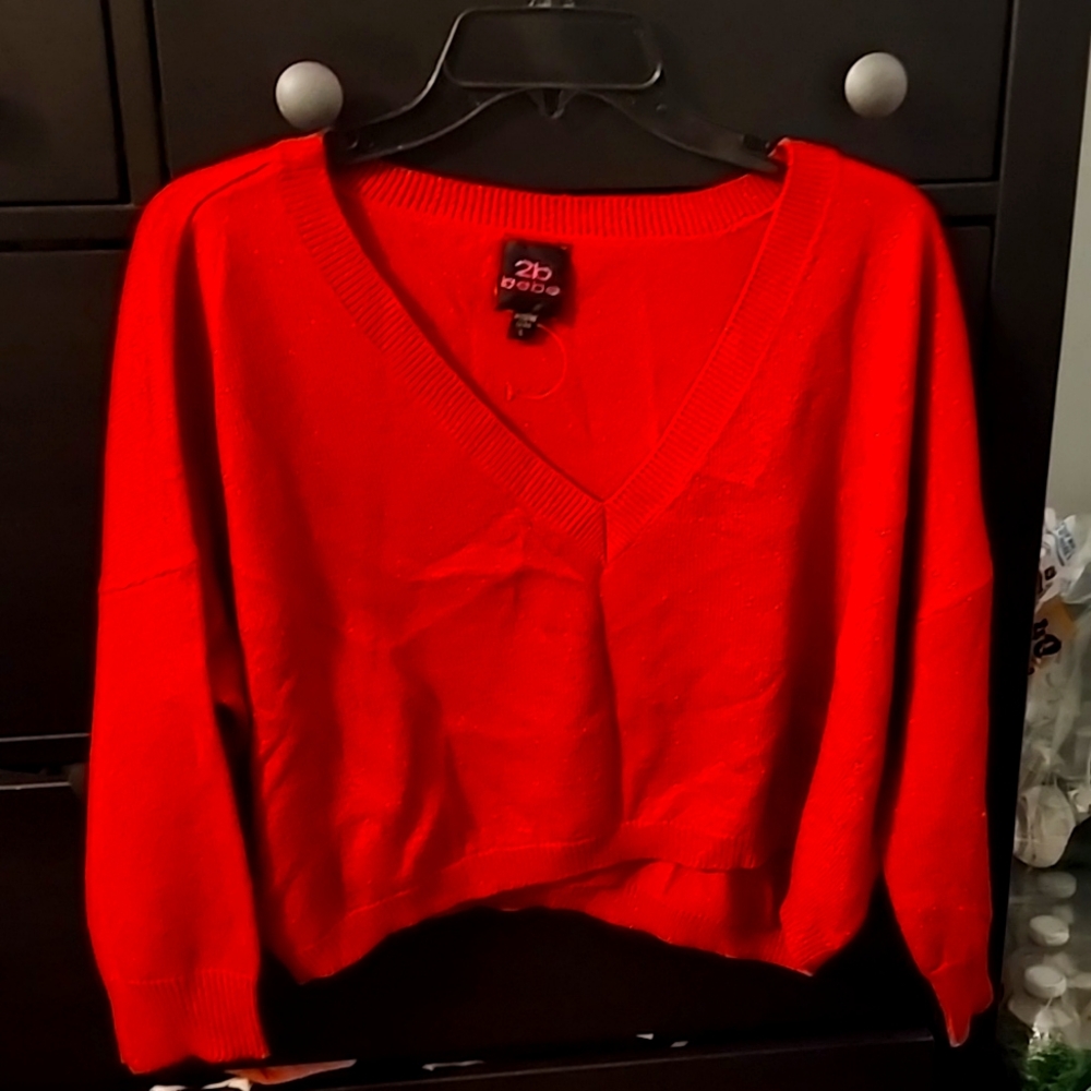 2b bebe Cropped VNeck 3/4 Sleeve Sweater